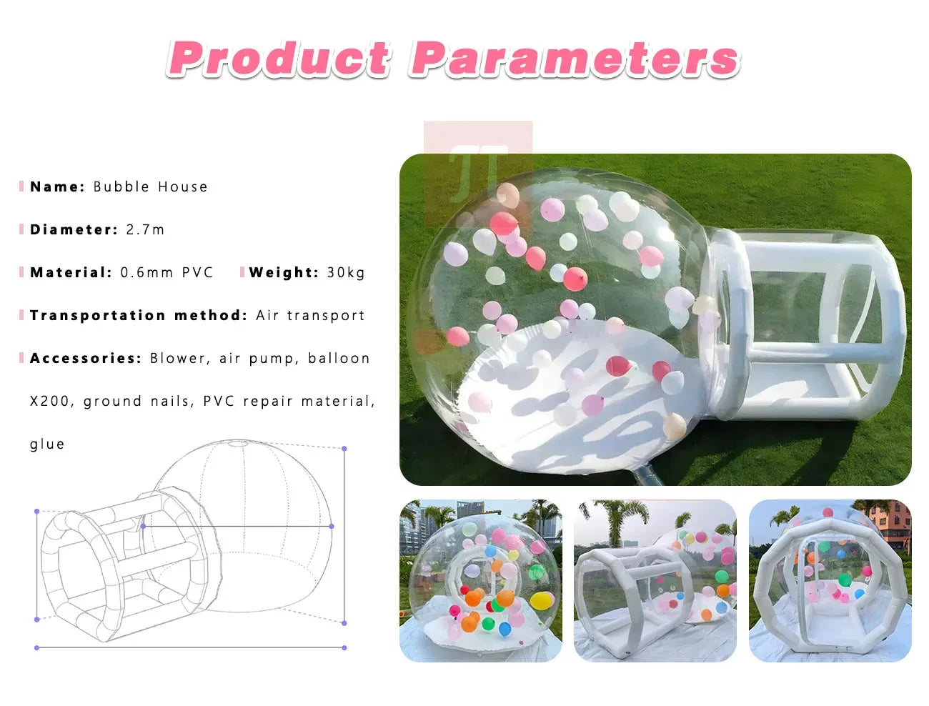 Inflatable bubble house, inflatable trampoline, white inflatable castle, inflatable trampoline toy, free shipping to Brazil