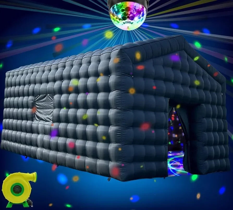Cube Nightclub Inflatable  Tent Portable Disco Light Nightclub Tent Party Pavilion Square Gazebo House for Outdoor Events