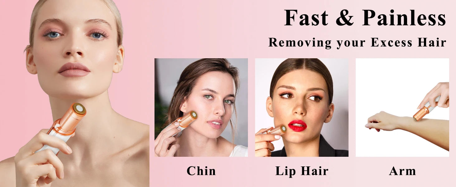Facial Hair Remover for Women - as Seen on TV Painless Face Shaver - Electric Hair Removal Device for Face Lips Peach Fuzz