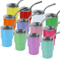 3 oz Mini Tumbler Shot Glass with Straw and Lid, 12 Pcs Sublimation Stainless Steel for Wedding Party Cocktail Bar